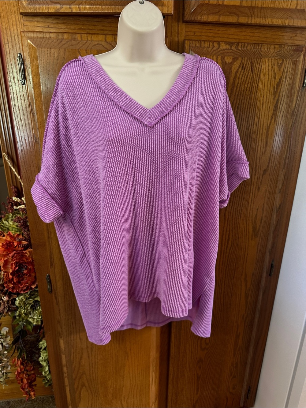 Women’s Zenana Outfitters Lavender V-Neck Oversized Knit Tunic